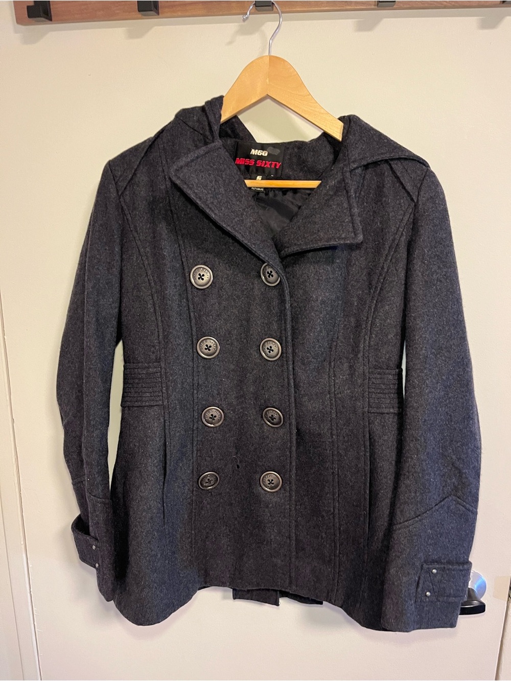 Miss Sixty Charcoal Double-Breasted Pea Coat